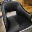 Signature Design by Ashley 25" Tallenger Modern Upholstered Swivel Counter Height Barstool, Set of 2, Black & Dark Brown