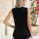 Kistore Womens Summer Tank Tops Sleeveless Crew Neck Pleated Blouse Shirts Fashion Clothes 2025 (Black, M)