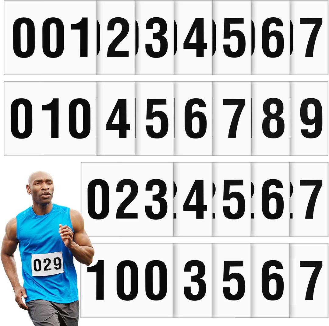 Honoson Adhesive Race Bib 7.5 x 6 Competition Number Bib Adhesive Running Race Number for Marathon Cross Country Running Cycling Mountain Climbing