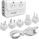 ALLWEI International Travel Adapter 220V to 110V Power Voltage Converter for Hair Straightener/Curling Iron, Universal Power Plug Adapter UK, US, AU, EU, IT, India (White)