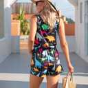 RAISEVERN Womens Rompers Summer Short Jumpsuits Casual Scoop Neck Sleeveless Romper with Pockets (Black, X-Large)