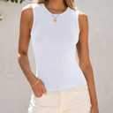 ANRABESS Womens High Neck Tank Tops Stretchy Sleeveless Racerback Sexy Slim Fit Basic Tee Shirts Y2K Trendy Summer Outfits (White, Small)