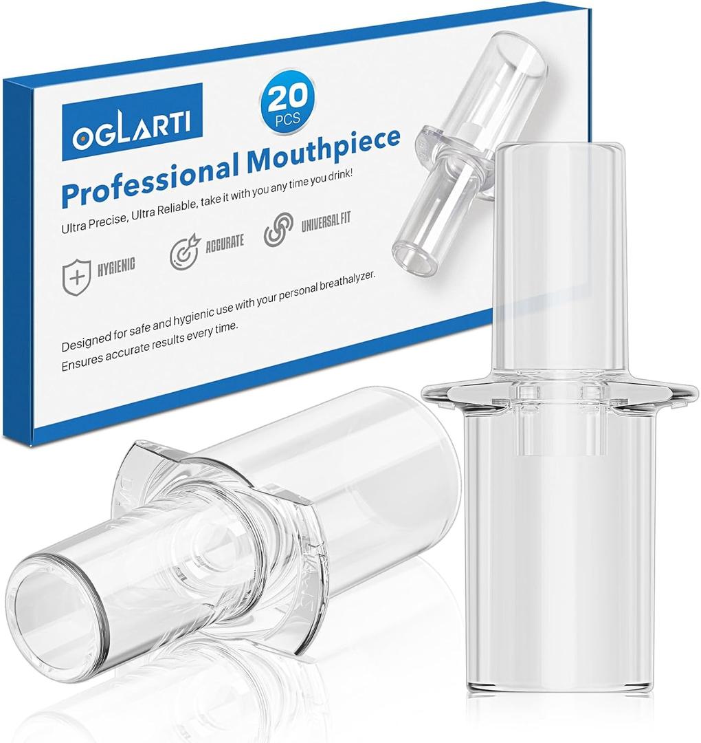 [20 PCS] Breathalyzer Mouthpieces Disposable Replacement Tips, Individually Wrapped Breathalyzer Mouthpieces Bulk Pack for Alcohol Testers, Compatible with Bactrack S80, Trace, Element, S75