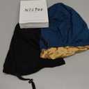 Silk Satin Bonnet Hair Wrap for Sleeping, 2 Pcs Adjustable Silk Bonnets for Women Men Sleep Cap Silk Lined Slouchy with Adjustable Strap Curly Hair Head Scarf Night Caps (Medium, Black+blue2)