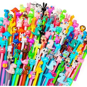 Handepo Cute Cartoon Gel Ink Animal Writing Pens 0.5 mm Black Ink Cool Kawaii Fun Novelty Pens for Kids School Office Home Supplies Student Kids Gift, 50 Assorted Styles (100 Pcs)