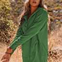 AlvaQ Womens Oversized Sweatshirts Hoodies Fleece Button Neck Hooded Tops Casual Pullover Tunics Winter Outfits 2025 (Green, S)