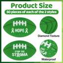 Eersida 100 Pcs Mental Health Awareness Items Bulk Green Mini Football Textured Rough Strips Football Stickers for Fundraiser Gifts