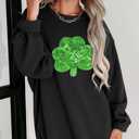 MARZXIN Women 2026 Holiday Casual Mardi Gras Sweatshirts Long Sleeve Sequin Sweatshirt Fashion Glitter Hoodies Outfits (Black, XXL)