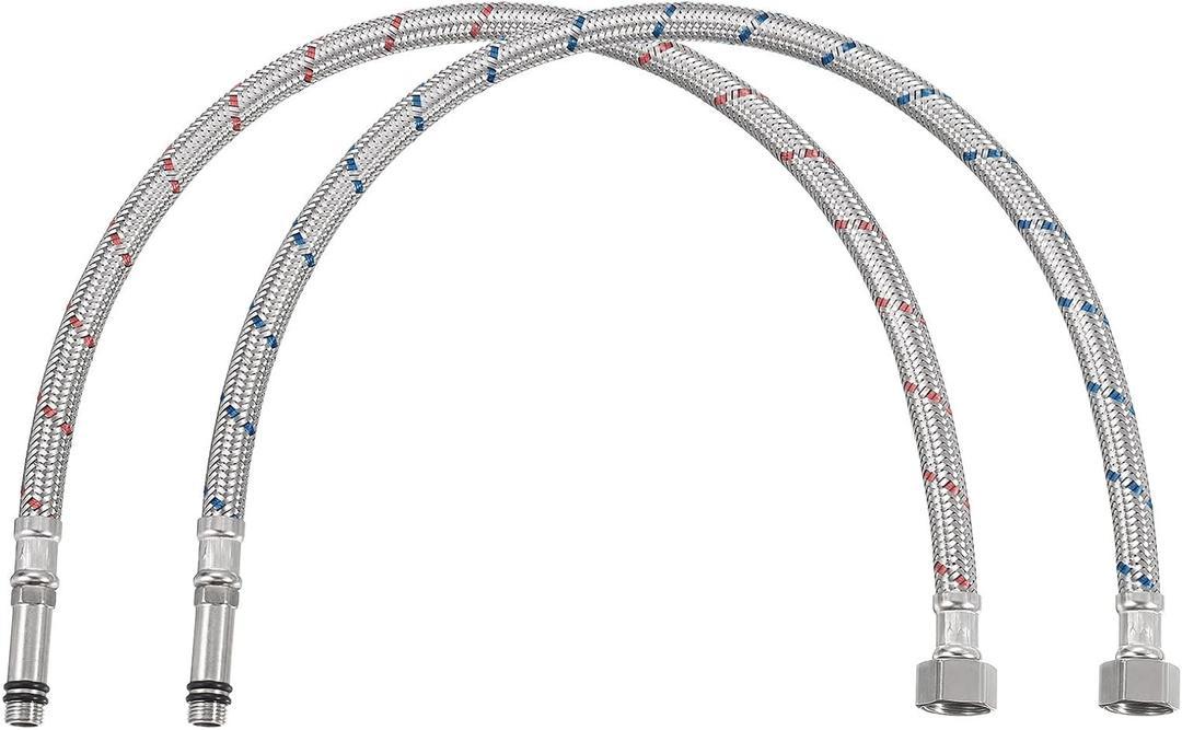 uxcell 20 Inch Long Faucet Supply Line Connector, 2pcs G3/8 Female Compression Thread x M10 Male Connector Braided 304 Stainless Steel Water Supply Hose Line