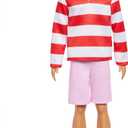 Barbie Fashionistas Ken Doll #241 with Blonde Hair Wearing Red and White Striped Polo Shirt with Pink Shorts, White Crew Socks and Sneakers