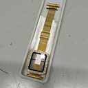 Joyozy Slim Stainless Steel Band Compatible with Apple Watch 38mm 40mm 41mm 42mm 44mm 45mm 46mm Milanese Strap with Bling Glitter Case Built-in Screen Protector Dressy Bracelet Band for Women (Gold 38mm)