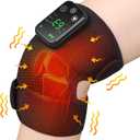 Heated Knee Brace, Cordless Heated Knee Massager with 3 Heating Levels 3 Vibrations Built-in 4000mAh Battery Knee Heating Pad for Knee Pain Relief Heating Pad for Knee, Shoulder, Elbow (Black)