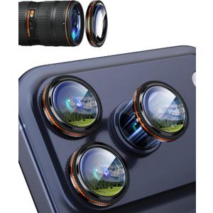 2 x for iPhone 17 Pro/17 Pro Max Camera Lens Protector Aperture, Orange | Individual Metal, 9H Hardness, Scratch Resistant, Shockproof, Drop Protection, Case Friendly, Stylish Accessories