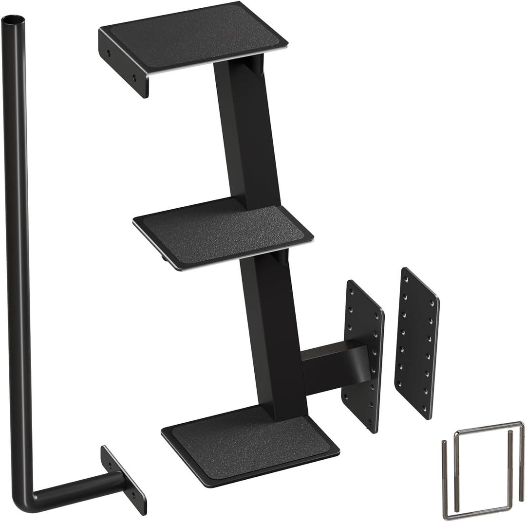 Trailer Step with HandleThree-Step Universal Boat Trailer StepSuitable for Various Types of Boat Trailer Frames, Black Heavy-Duty Trailer Step