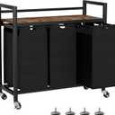SwaaVee Laundry Hamper, Laundry Basket, Laundry Sorter with 3 Removable Bags, Clothes Basket with 3 Compartments, Wheels, Shelf for Laundry Room Bathroom Bedroom (3 Bags-Black)