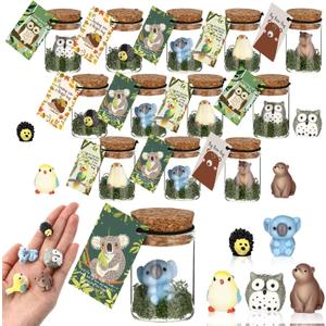 Fumete 35 Set Employee Appreciation Gifts Bulk for Coworkers Staff Thank You Desk Pet Animal Pun Note Card End of Year Student Gifts from Teacher Volunteer Team Graduation Party Favors (Jungle)