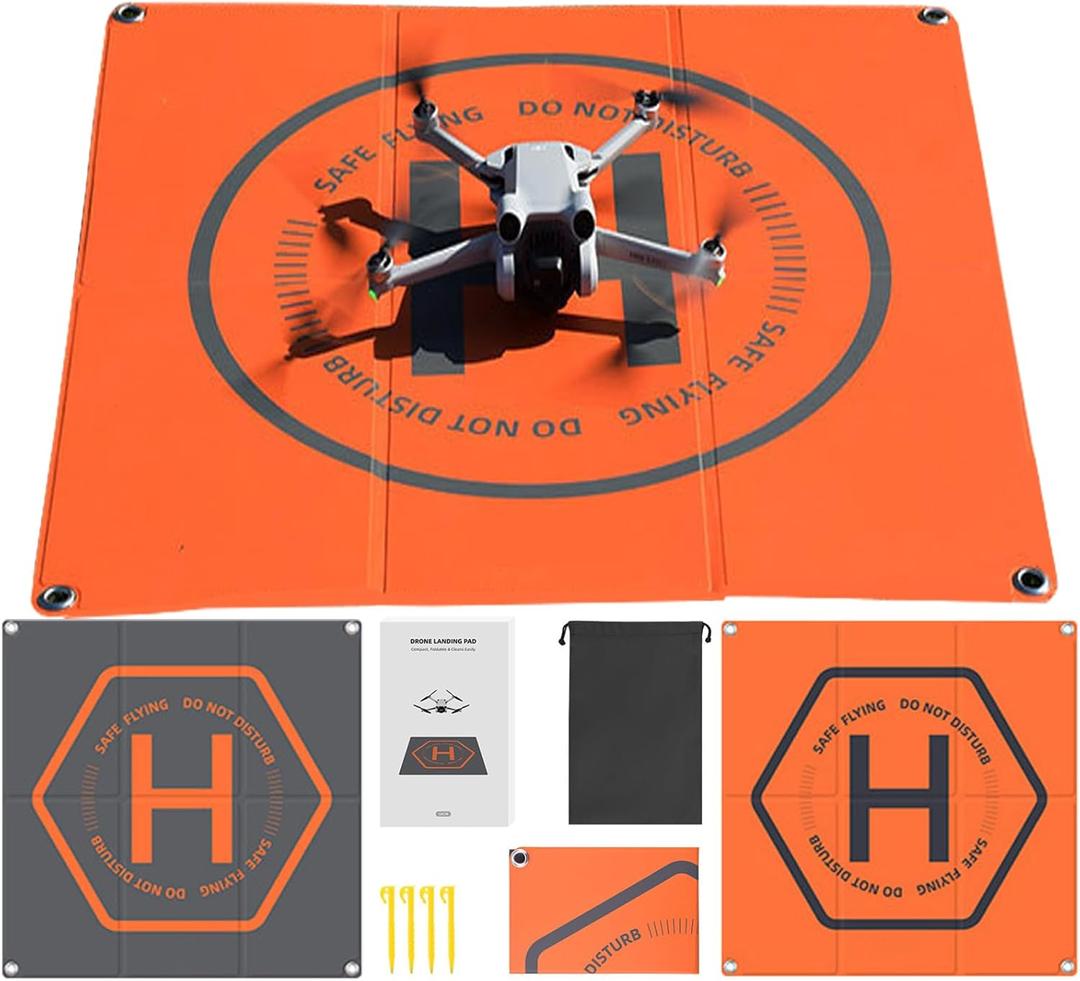 Drone Landing Pad, Universal Waterproof Quick-Fold Platform, Orange and Gray, 19.7-inch, Launch for DJI Mavic 3 Pro/Mini 2 SE/Air 2 2S/Mini 3 4 Pro/Mavic 2/Holy Stone/FPV/Avata 2/RC Quadcopters Accessories