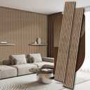 2 Pack Wood Panels for Wall, 106.3"  11" Wood Slat Acoustic Panels for Wall, Soundproof Panels, 3D Fluted Panels for Interior Wall Decor (Natural Walnut)