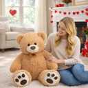 HollyHOME Teddy Bear Stuffed Animal Plush Giant Teddy Bears with Footprints Big Bear 36 inch Tan