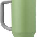 Owala Stainless Steel Triple Layer Insulated Travel Tumbler with Spill Resistant Lid, Straw, and Carry Handle, BPA Free, 40 oz, Green (Brave Adventures) (40 Ounces (Pack of 1))