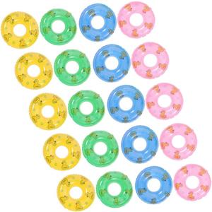 20Pcs Mini Swim Rings Inflatable Tiny Pool Floats for Mini House Decoration Random Colors Material for Pool Parties and Creative Decor