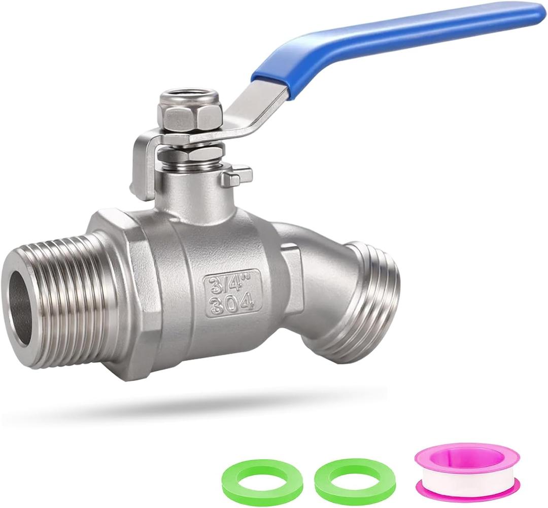304 Stainless steel 3/4" Hose Bib, Heavy Duty Outdoor Faucet, Lead-Free Outdoor Spigot 3/4" GHT Outlet x NPT Inlet, High Flow Water Spigot, 304 stainless steel 3/4" Hose Bibb