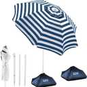 OutdoorMaster Beach Umbrellas for Sand with Sandbag & Anchor, 7.2ft Adjustable Umbrella for Beach Heavy Duty Wind, Portable UPF50+ Sunshade with Carry Bag for Patio
