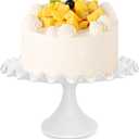 12-Inch Porcelain Round Cake Stand - White Dessert Stand for Wedding, Birthday Party