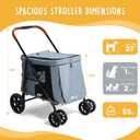 CANINE CANYON Scout Pet Stroller, Heavy Duty Dog Stroller for Large & Medium Dogs, Foldable Pet Stroller for 2 Dogs with All-Terrain Wheels, Storage Pocket & Cup Holder, 55 lbs Capacity, Grey