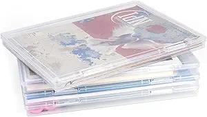 Photo Storage Box 11.5x8.5 Inch, 4 Pcs Portable Board Game Storage Container, A4 Paper Storage Box, Craft and File Organizer for Home/Office (8.5 * 11.5inch-4pcs)