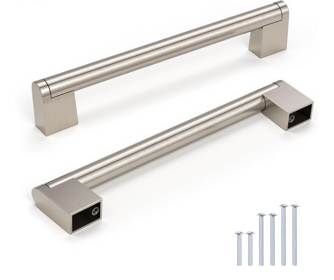 Knobonly 5 Pack Dresser Handles 6-3/10 inch (160mm) Hole Centers, Cabinet Pulls Brushed Nickel, Kitchen Cabinet Handles