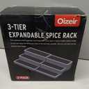 Oizeir Plastic 3-Tier Expandable Spice Rack, Adjustable Length, Stability with Non-Skid Shelf, For Easy Visibility, Organizer for Kitchen Cabinet, Pantry or Countertop, (2-Pack), White/Grey