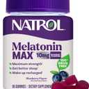 Natrol Melatonin 10mg Sleep Aid Supplement, 80 Count MelatoninMax Gummies, Blueberry Flavor, 10 mg Melatonin Gummies for Occasional Sleeplessness, 80 Day Supply