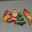 EXPAWLORER Christmas Cat Catnip Toys Gifts, 4 pcs Toys with Catnip Pouch, Interactive Bite Resistant Kicker Toys for Indoor Playing Kitten Chew Plush Gift Santa Claus Reindeer Christmas Tree