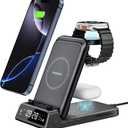 Wireless Charger for iPhone, SwanScout 703A, 3-in-1 Charging Station for iPhone 16e/16 Pro Max/16 Pro/15/14/13 Series, Charging Stand for Apple Watch Ultra 2/10/9/8/7/Air Pods, No Adapter (Black)
