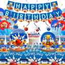 KEFAN Bowling Birthday Party Decorations, Bowling Theme Party Tableware Supplies including HAPPY BIRTHDAY Banner, Plates, Cups, Napkins, Tablecloth, Balloons for Bowling Birthday Party, Serves 20