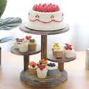 5 Tier Round Cupcake Tower Stand for 60 Cupcakes Wooden Cake Stands Farmhouse Tiered Tray Decor Cupcake Display for Birthday Graduation Baby Shower Tea Party and Wedding (Burlywood)