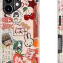 MERRO for iPhone 17 Case - Wireless Charging Compatible - Dual-Layer Hard Shell & Silicone Cover - Protective Phone Case with Cute Wildflower Designs for Women - Whimsical Collage