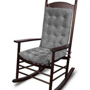 ELFJOY Rocking Chair Cushion Large Rocking Chair Pads with Ties Premium Tufted High Back and Seat Cushion 2 Piece Set Grey