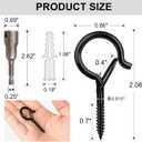 FSAH 36 PCS Q-Hanger Hooks with Safety Buckle, Windproof Screw Hooks for Outdoor String Lights Hanging Christmas Lights, Plants, with 1 Wing Nut Driver