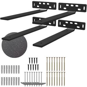Hngsmart 4 x L Shelf Brackets (10.5"D x 5"W x 1 1/4"H) Heavy Duty Shelving Hardware, Suited for Rustic, Industrial, Farmhouse Decor, Floating Shelves Support , All Mouting Hardware Included-ANTIQUE