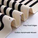 OLANLY Beige and Black Striped Rug 4' x 6' Washable Cotton Doormat for Indoor Outdoor Use, Layered Front Porch Rug for Entryway, Kitchen, Patio