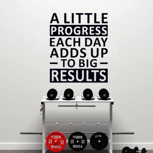 Motivational Wall Stickers, Gym Wall Decals, (Easy to Install), Wall Decor Quotes Sports Workout Inspirational Office Bedroom Women Positive Family Art Home Vinyl, A Little Progress Each Day 20"X24"