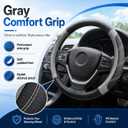 Elantrip Steering Wheel Cover for 14.5" to 15" Wheels, Soft Padded Grip with Anti-Slip Inner Lining, Breathable Comfort for Daily Driving, Easy Install for Cars, SUVs and Trucks, Black/Gray