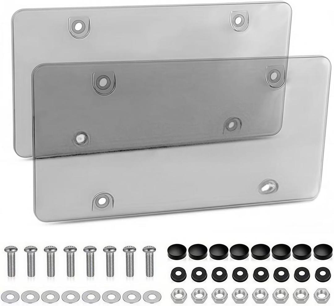 2 Pack License Plate Cover, Universal Fitment License Plate Protector, License Plate Frame for American Standard Cars,12.2"x6.3", 4 Holes with 8x5 Groups Screw Accessories