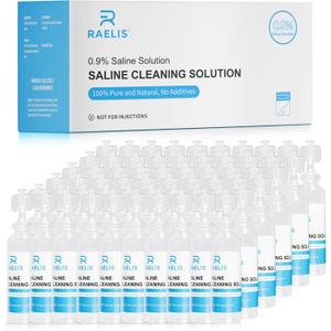 RAELIS Saline Solution, 300ml /10.56 FL OZ Normal Solution for Multiple Household Uses, 5ml Each, 60 per Box