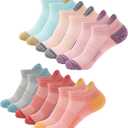 BUDERMMY Running Ankle Socks for Women Athletic Cotton Cushioned 5-6 Pairs Workout No Show Socks Women, Size: 6-8