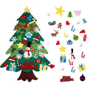 Felt Christmas Tree, 3.2FT Toddler Felt Christmas Tree with 32 Ornaments,Felts Xmas Tree Gifts