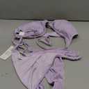 CUPSHE Women's Bikini Sets V Neck O Ring Keyhole Adjustable Straps Textured Bathing Suit Low Rise Bottom, L, Lavender Purple