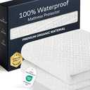 100% Waterproof Queen Mattress Protector - 360 Pad Protection Against Spills, Stains & Accidents for Parents & Pet Owners - Noiseless & Cooling Viscose Made from Bamboo (White)